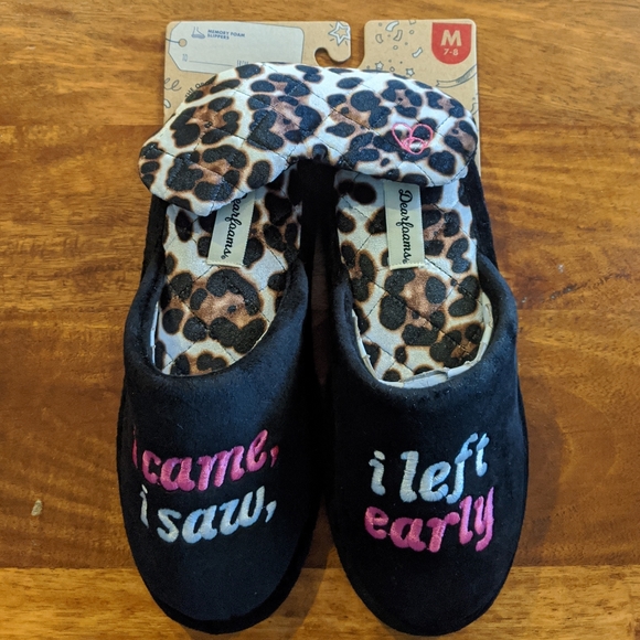 🌼 DEARFOAMS Leopard Slippers & Mask Set M 7/8 NWT - Picture 2 of 3